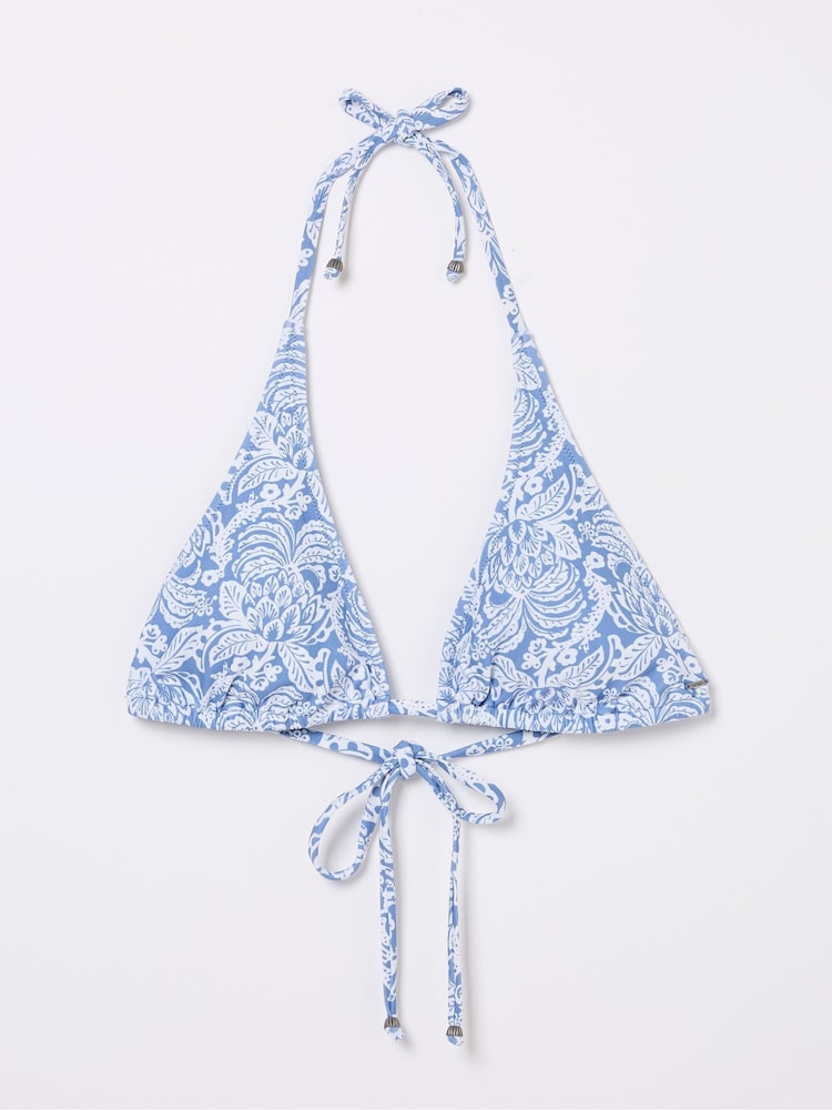 fat face Maci Blue Damask Floral Bikini Top