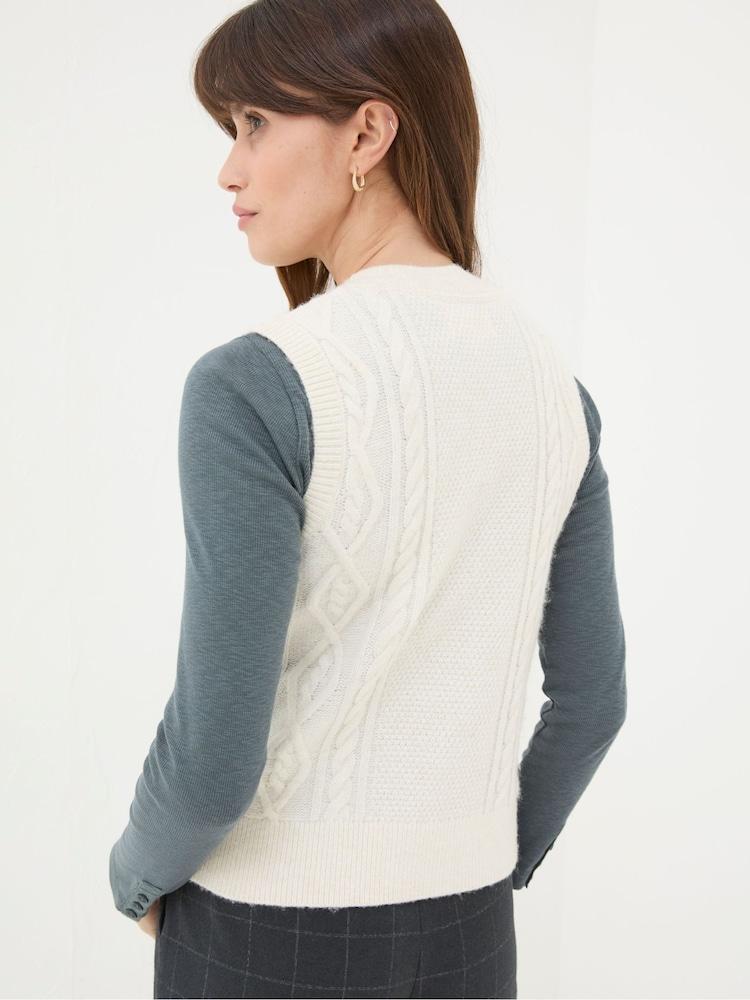 Fat Face Macy Cream Cable Button Tank