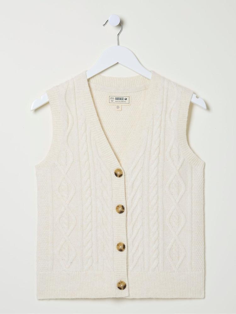 fat face Macy Cream Cable Button Tank