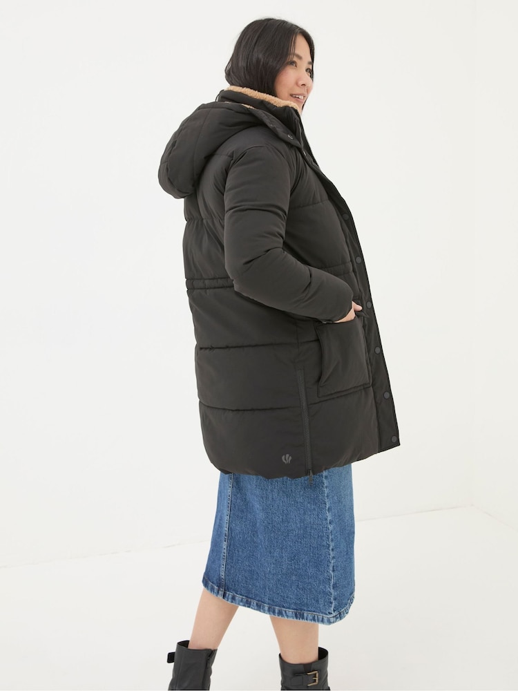 Fat Face Maddie Black Puffer Coat