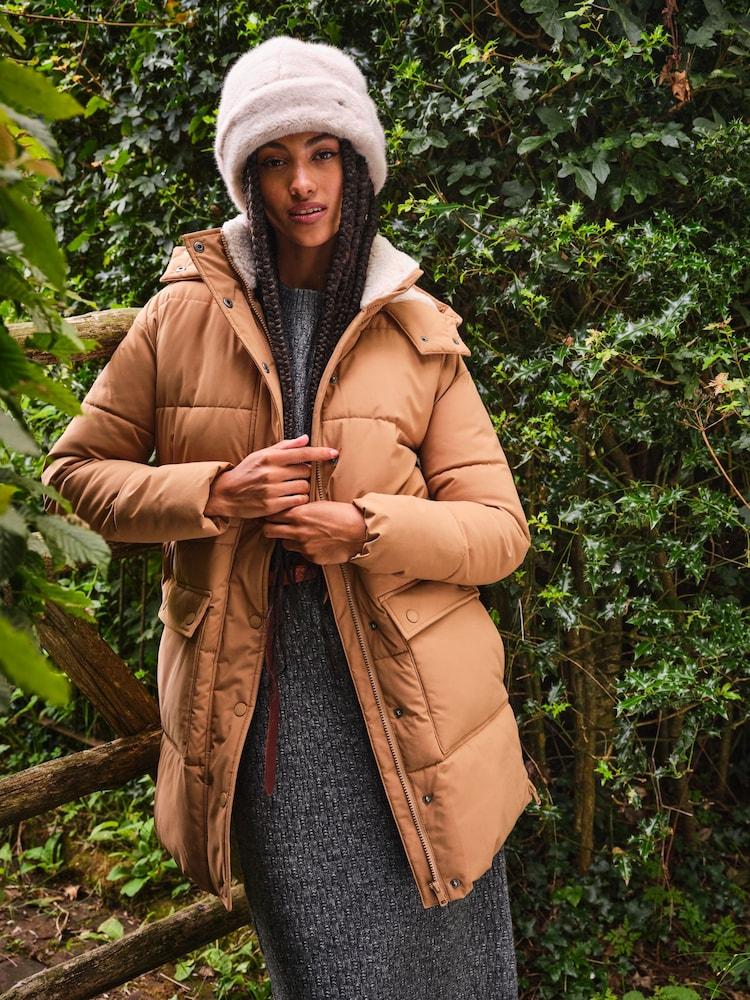 Fat Face Maddie Tan Brown Puffer Coat