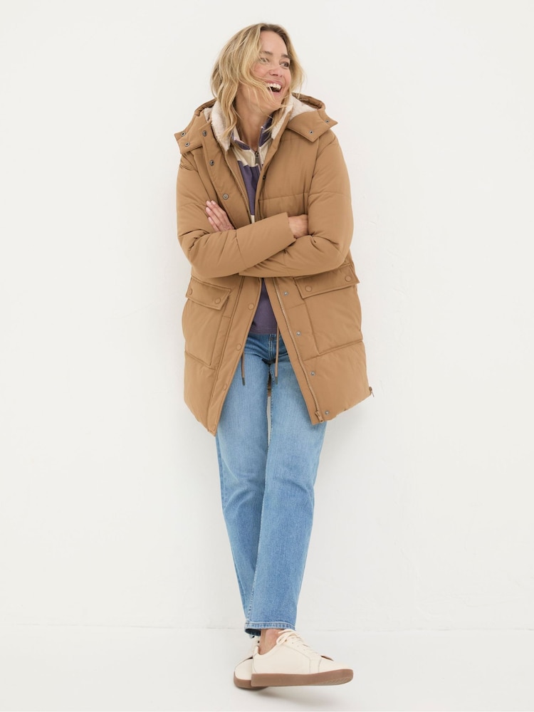Fat Face Maddie Tan Brown Puffer Coat