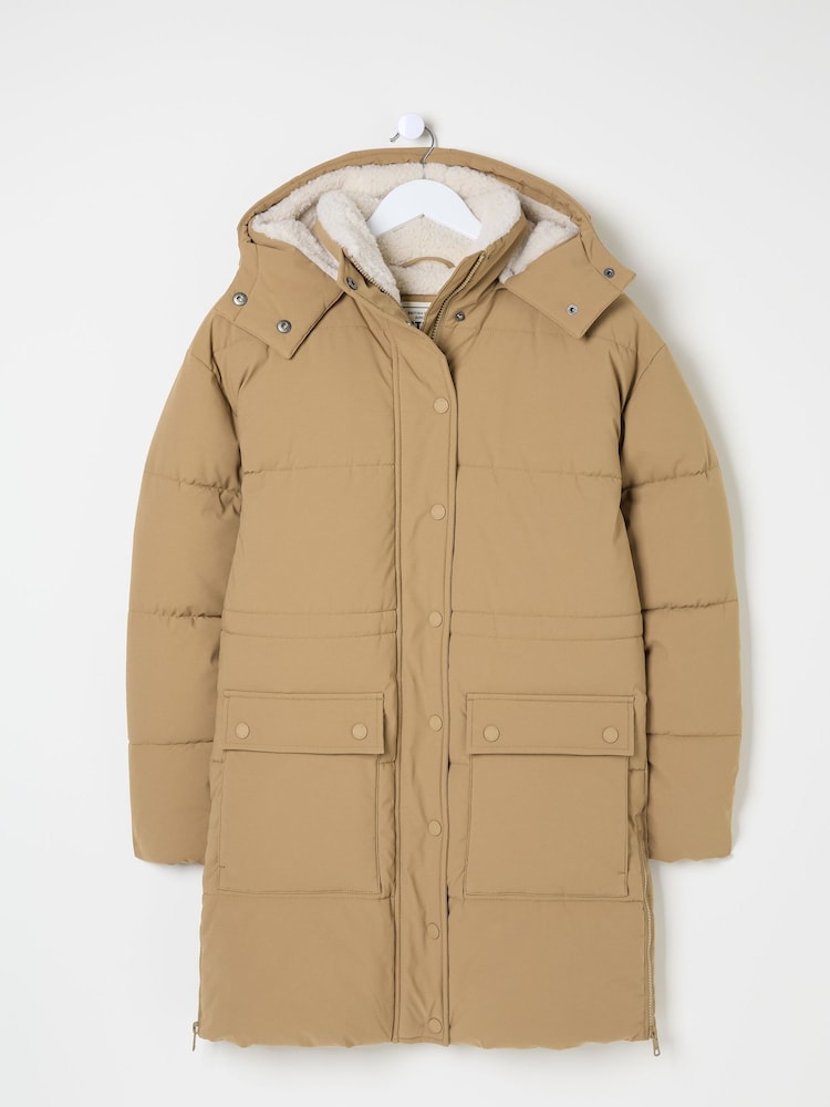 fat face Maddie Tan Brown Puffer Coat