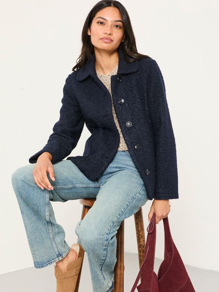 Fat Face Mae Navy Boucle Jacket