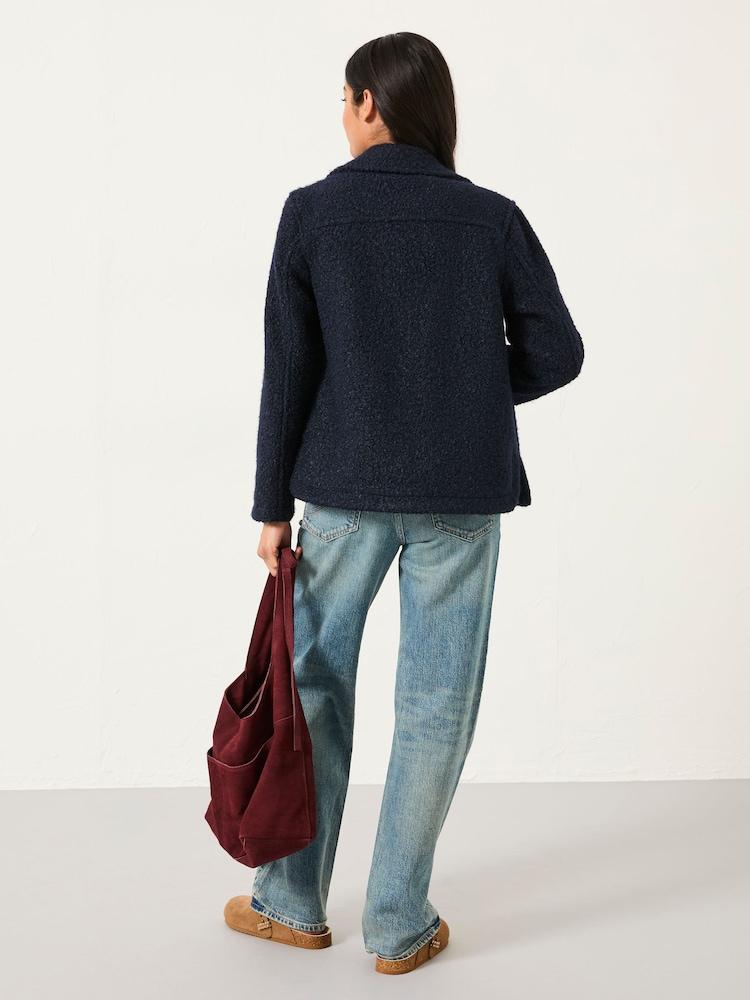 Fat Face Mae Navy Boucle Jacket