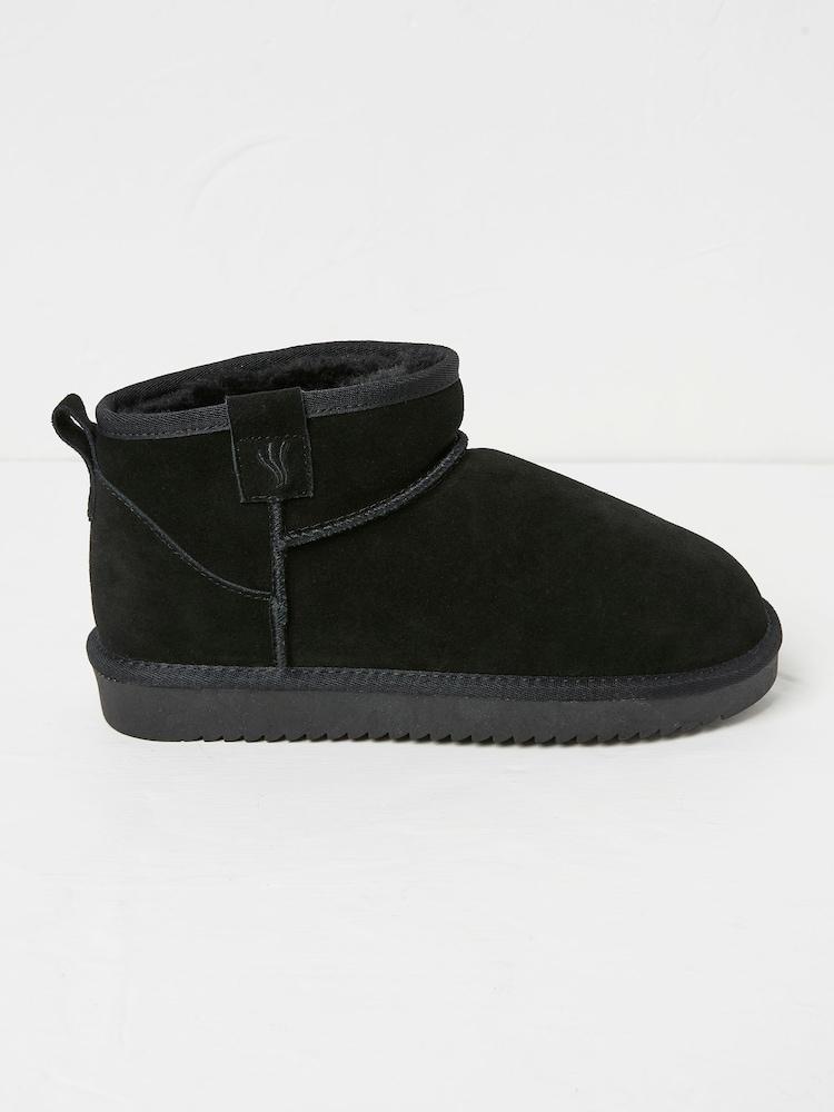 Fat Face Maeve Black Mini Boot Slippers