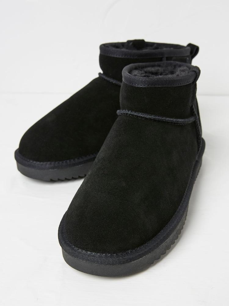 Fat Face Maeve Black Mini Boot Slippers