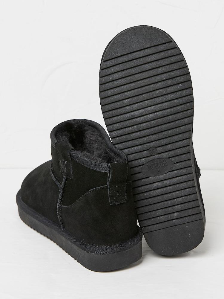 Fat Face Maeve Black Mini Boot Slippers
