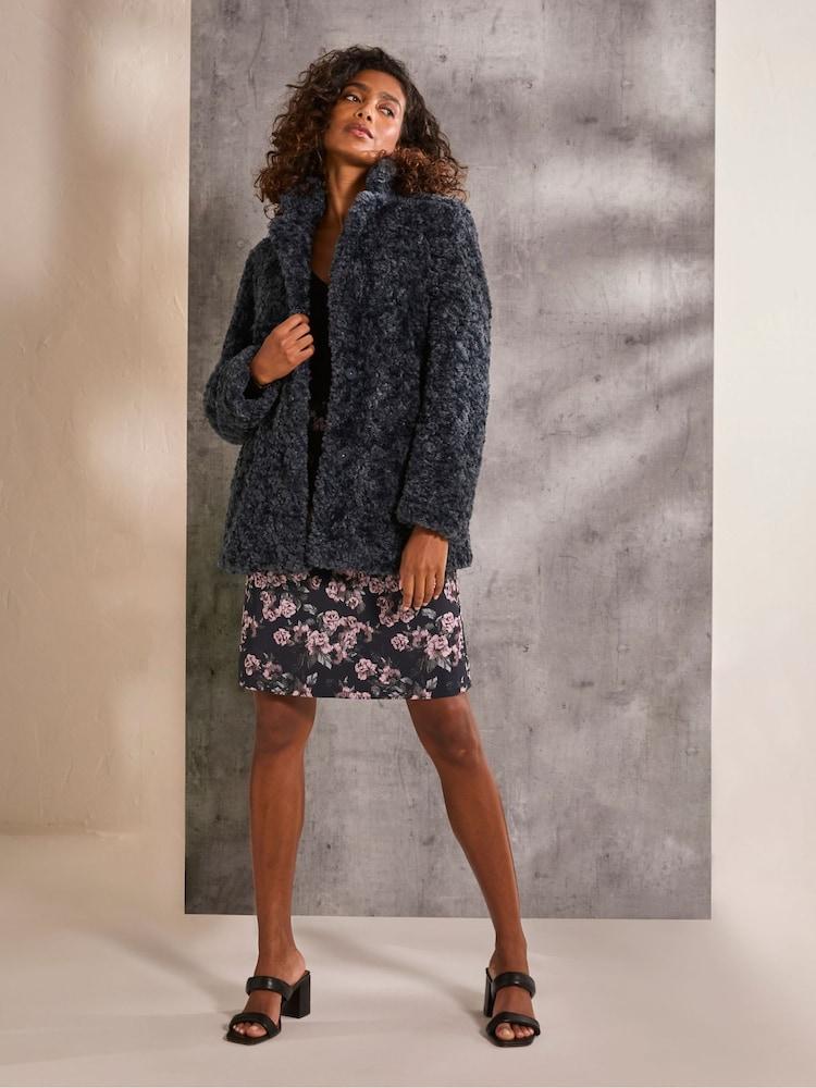Fat Face Maggie Blue Short Teddy Coat
