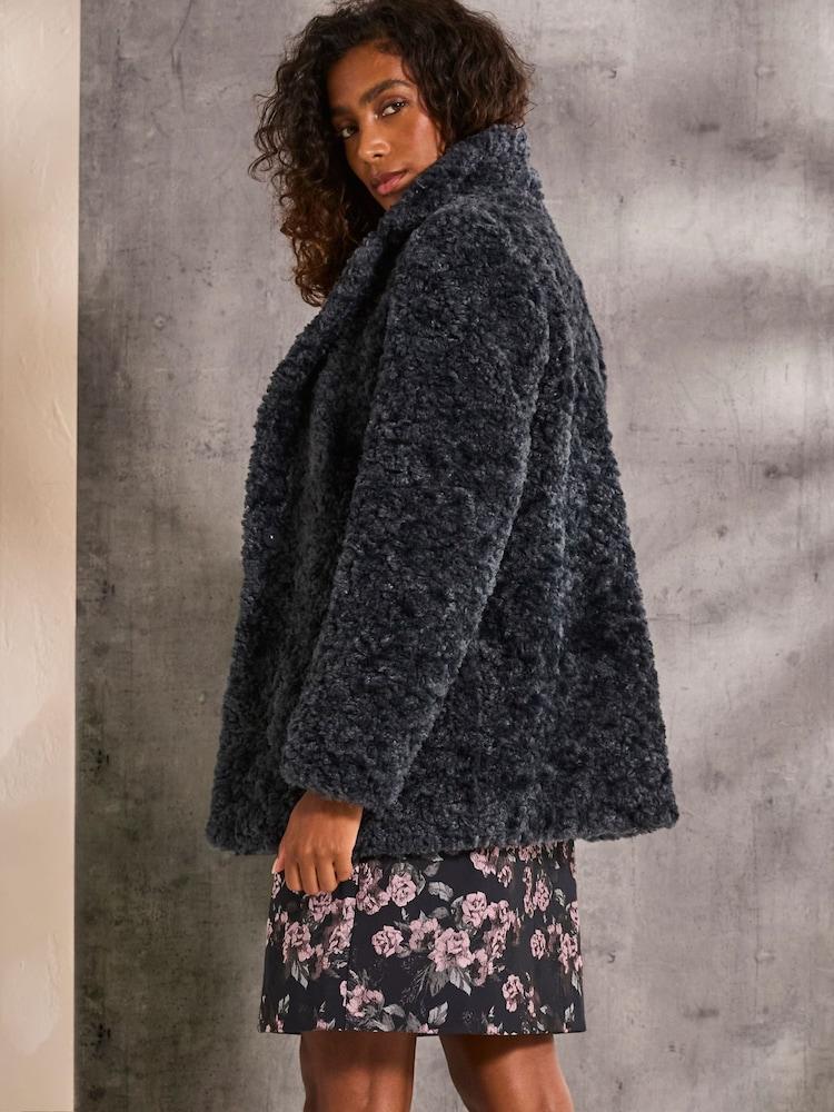 Fat Face Maggie Blue Short Teddy Coat