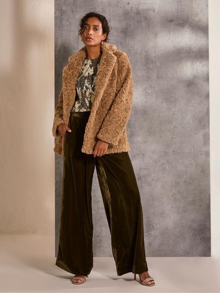 Fat Face Maggie Natural Short Teddy Coat