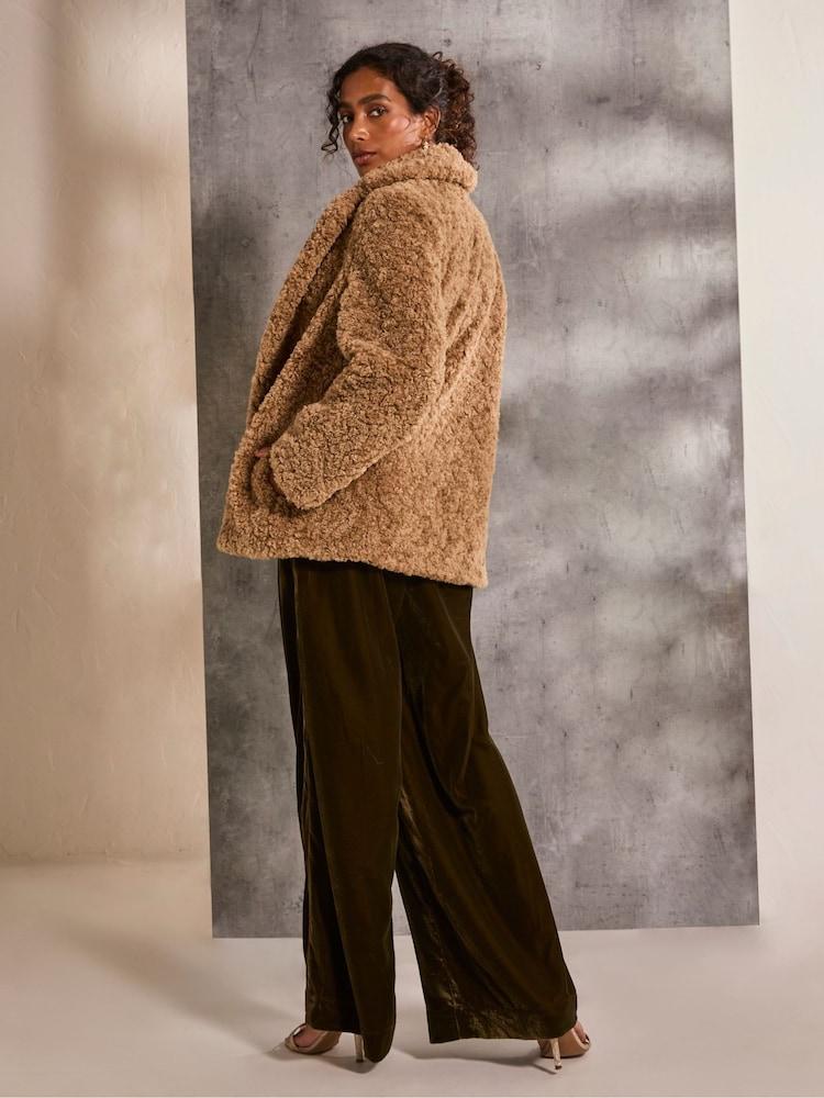 Fat Face Maggie Natural Short Teddy Coat