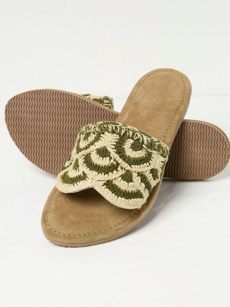 Fat Face Maira Green Scallop Sliders