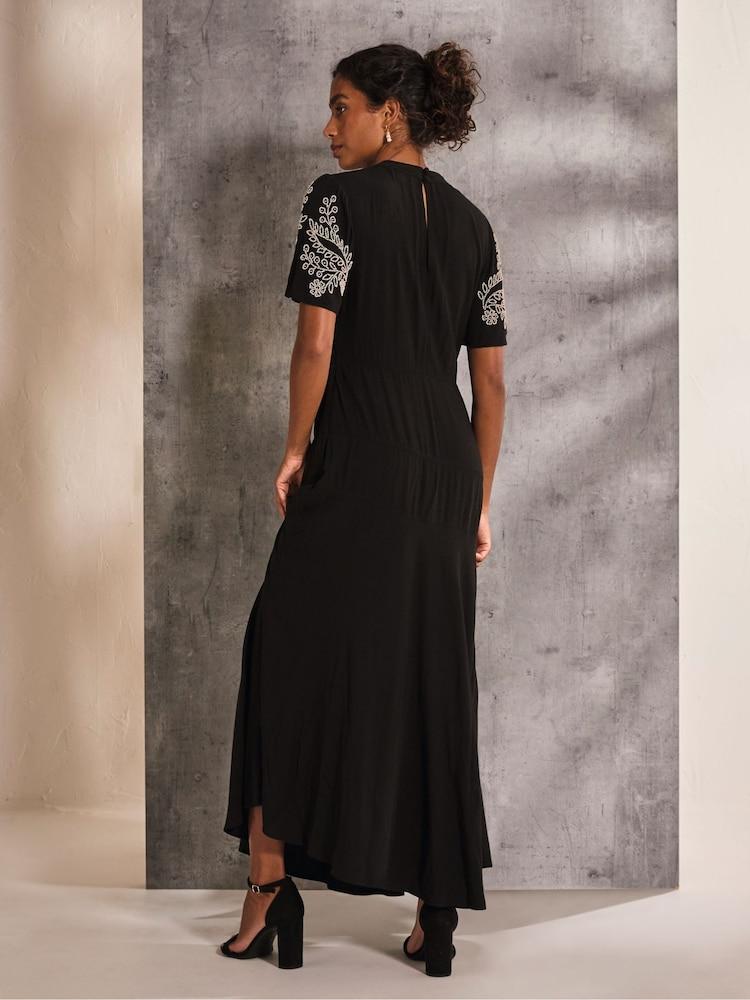 Fat Face Margot Black Beaded Maxi Dress
