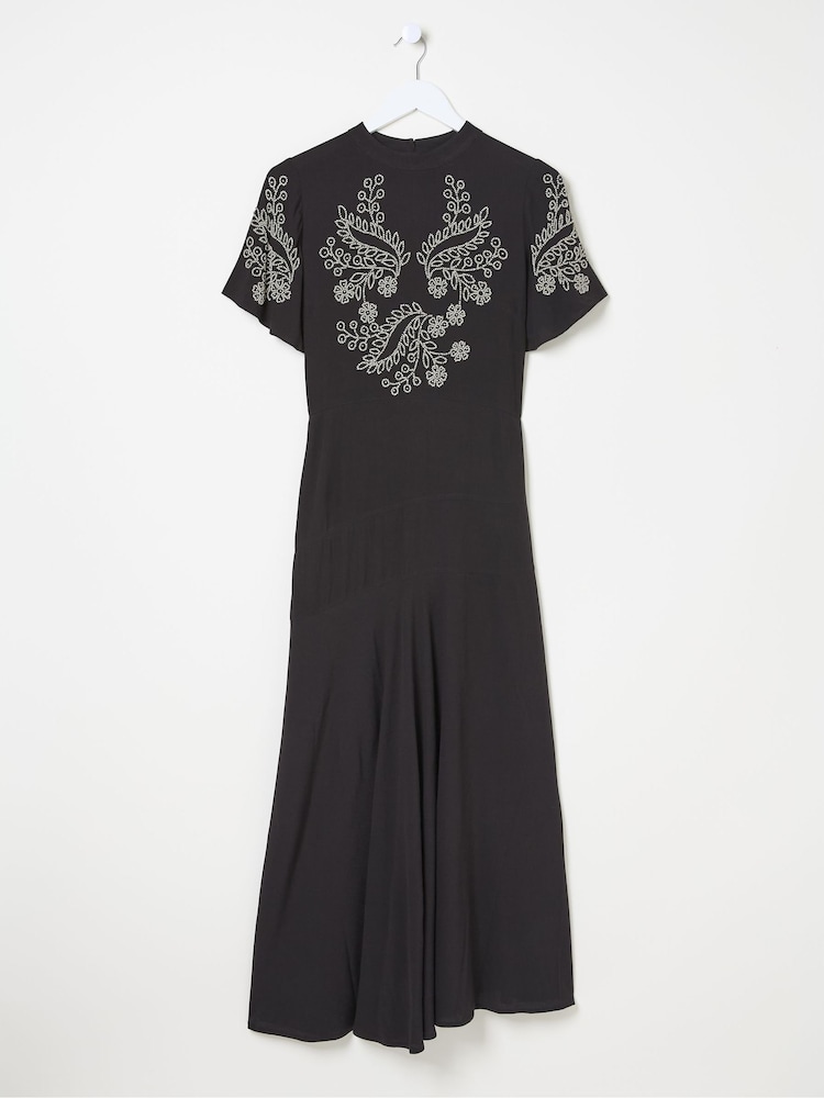 fat face Margot Black Beaded Maxi Dress