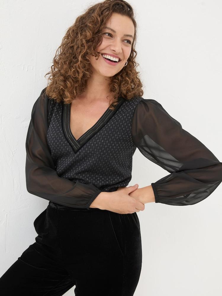 Fat Face Margot Black Top