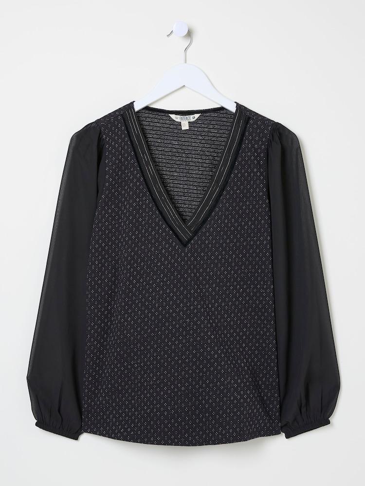 fat face Margot Black Top