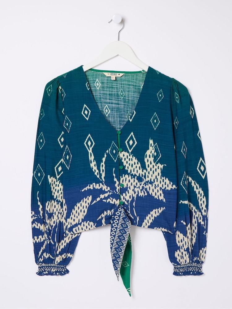 fat face Margot Blue Ombre Leaves Blouse