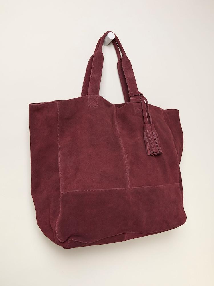 fat face Margot Burgundy Red Suede Tote Bag