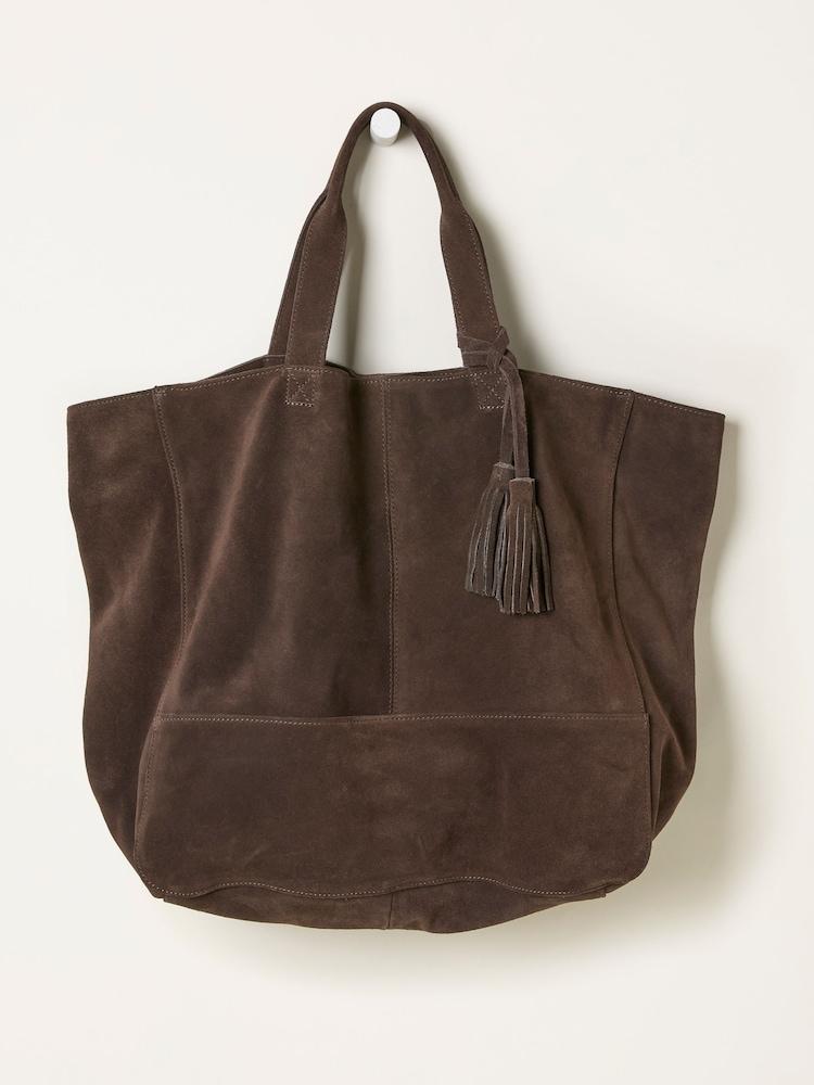 Fat Face Margot Chocolate Brown Suede Tote Bag