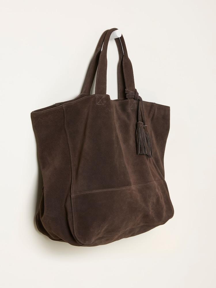 Fat Face Margot Chocolate Brown Suede Tote Bag