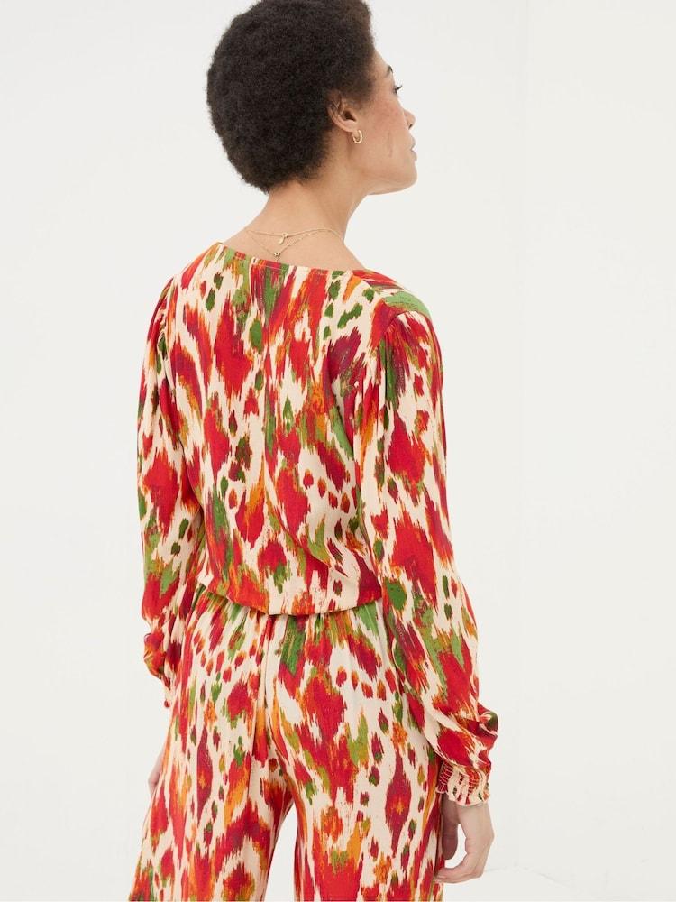 Fat Face Margot Orange Paradise Ikat Blouse