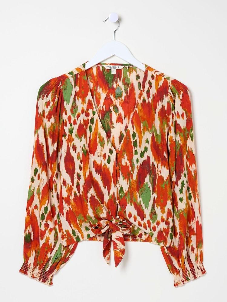 fat face Margot Orange Paradise Ikat Blouse