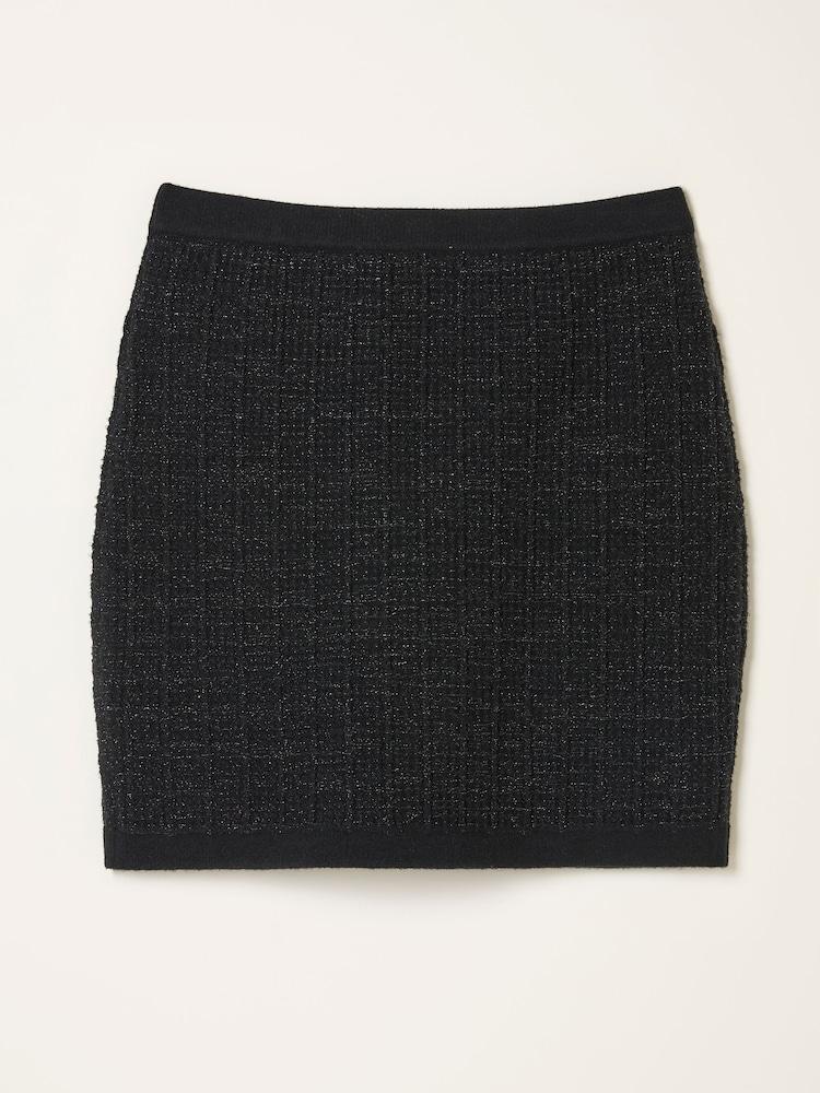 fat face Mari Black Boucle Skirt