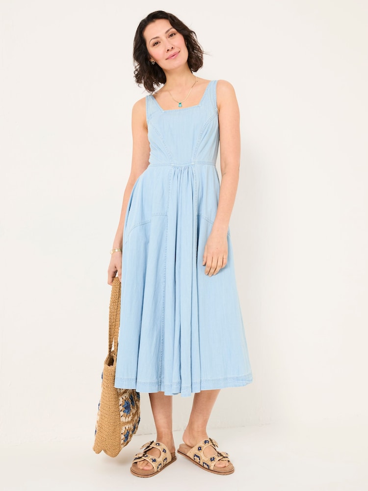 Fat Face Maria Blue Denim Midi Dress