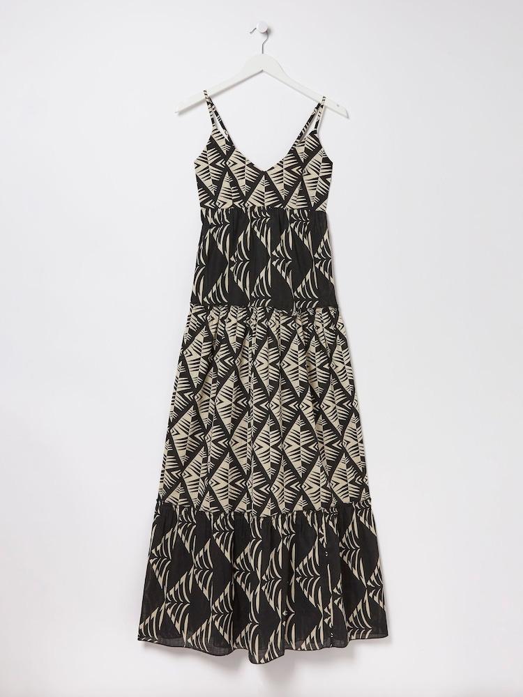 fat face Marnie Black Mono Geo Beach Dress
