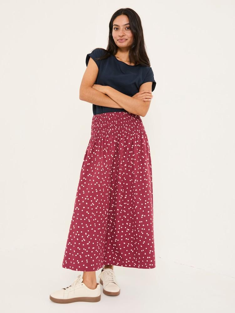 Fat Face Mary Burgundy Red Spot Spot Skirt