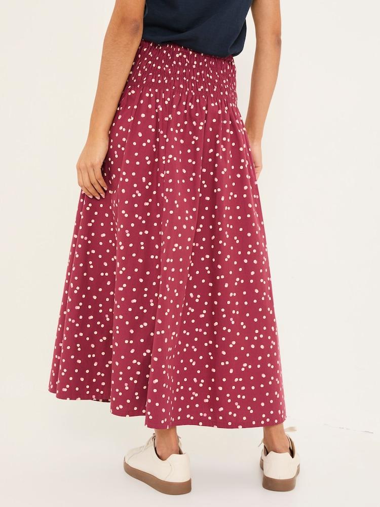 Fat Face Mary Burgundy Red Spot Spot Skirt