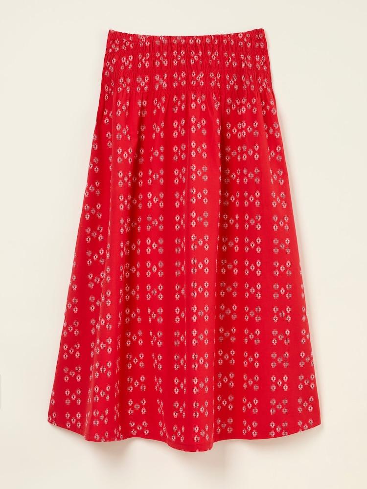 fat face Mary Red Jacquard Midi Skirt
