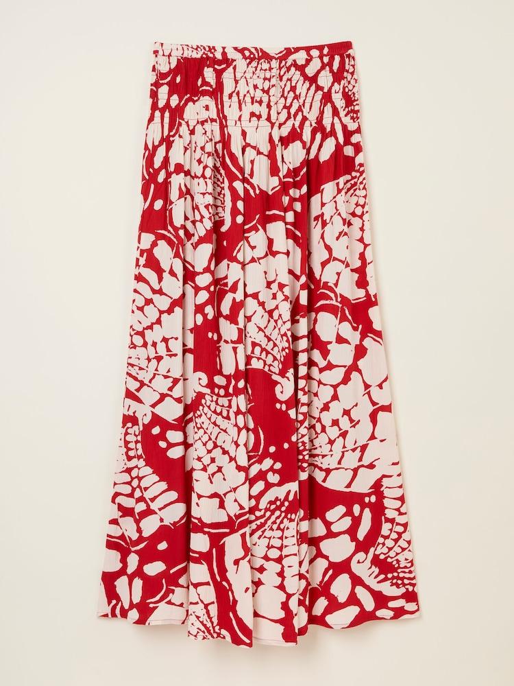 fat face Mary Red Mono Shells Midi Skirt