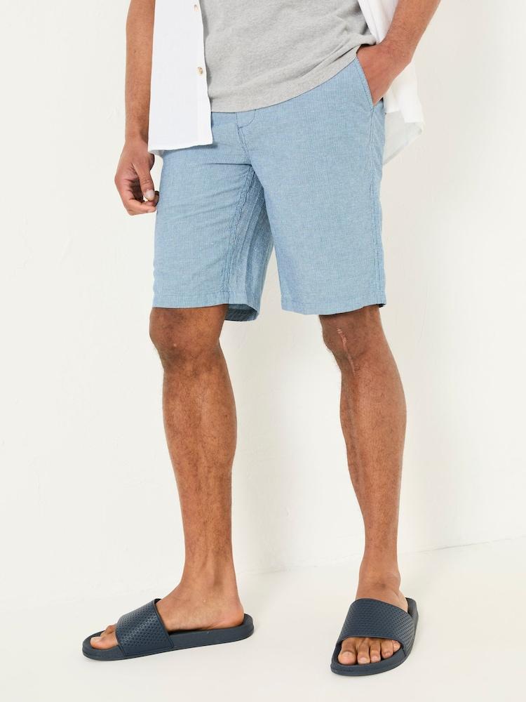 Fat Face Mawes Blue Cotton Linen Chino Shorts