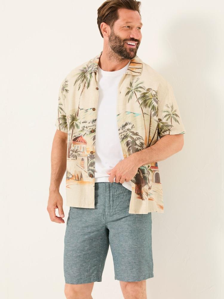 Fat Face Mawes Dark Teal Cotton Linen Chino Shorts