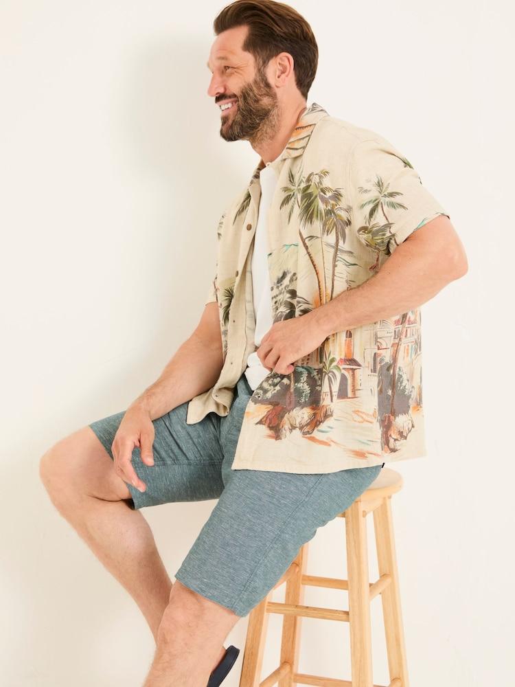 Fat Face Mawes Dark Teal Cotton Linen Chino Shorts