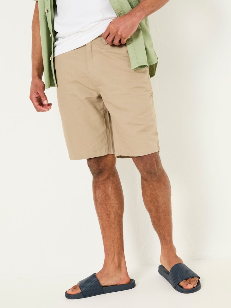 Fat Face Mawes Stone Cotton Linen Chino Shorts