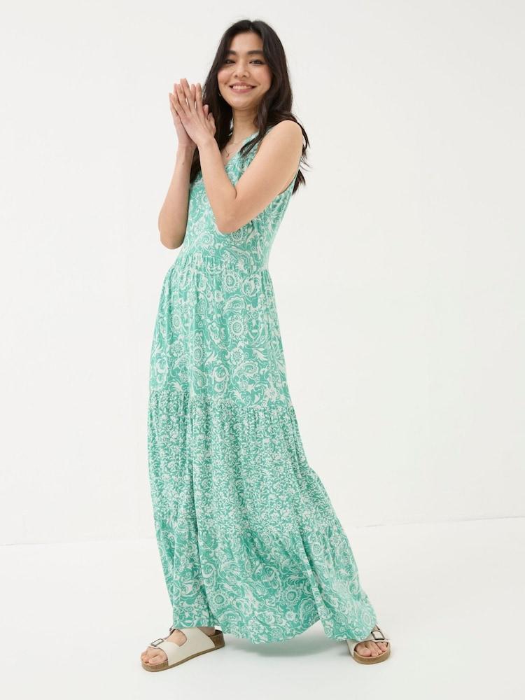 Fat Face Maya Blue Paisley Jersey Maxi Dress