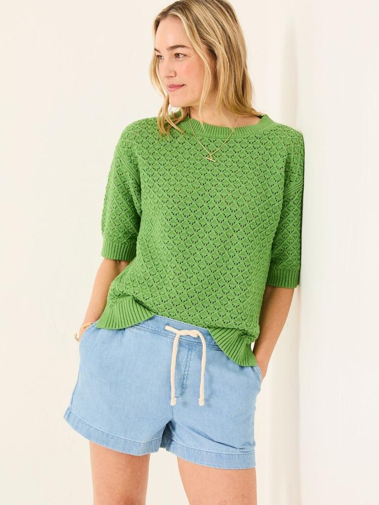 Fat Face Maysie Green Knitted T-Shirt