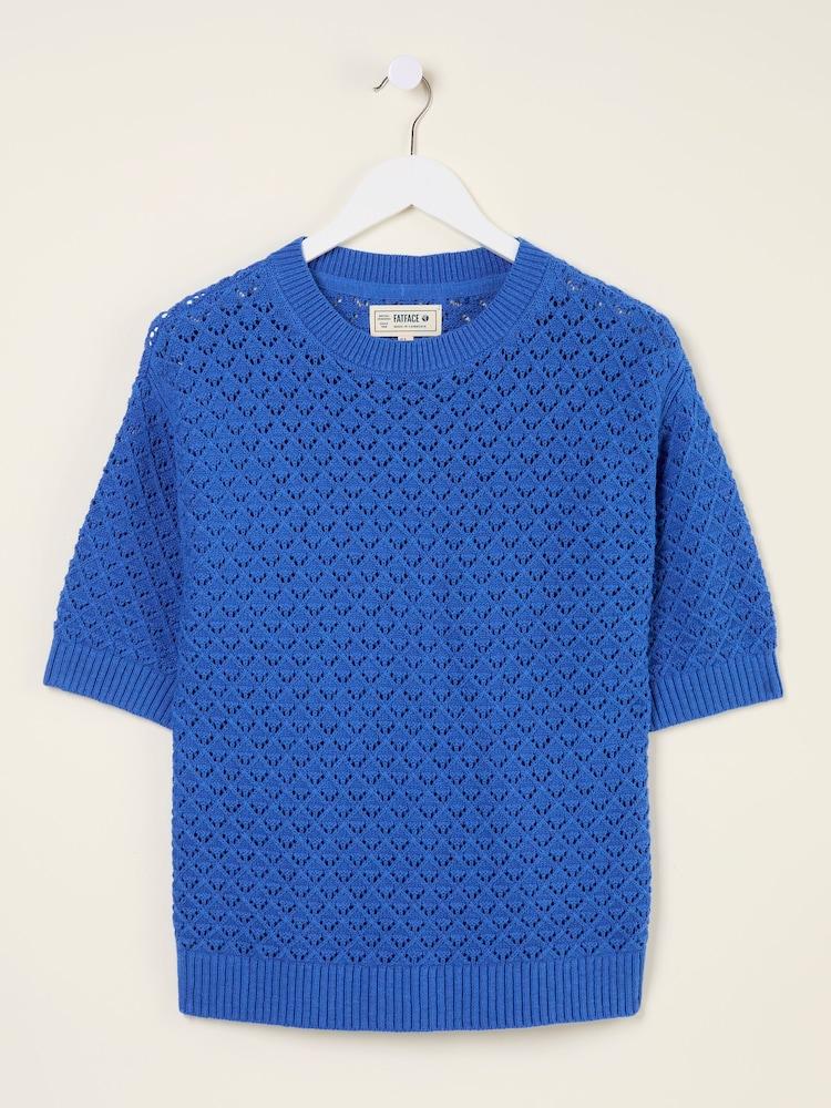 fat face Maysie Mid Blue Knitted T-Shirt