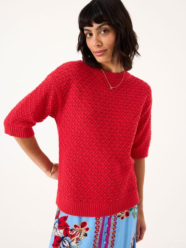Fat Face Maysie Red Knitted T-Shirt