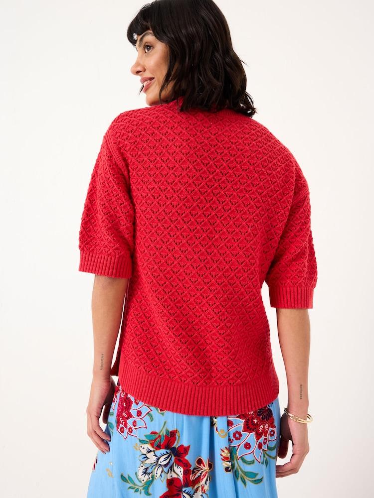 Fat Face Maysie Red Knitted T-Shirt