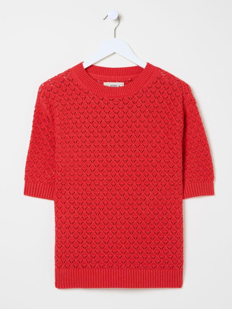 fat face Maysie Red Knitted T-Shirt