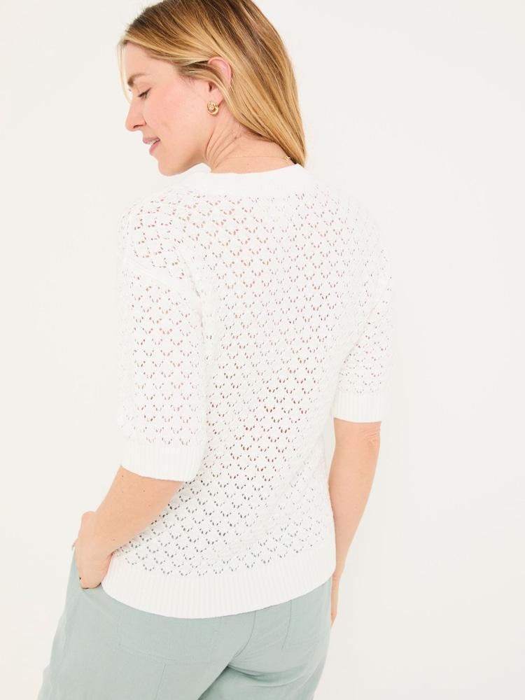 Fat Face Maysie White Knitted T-Shirt