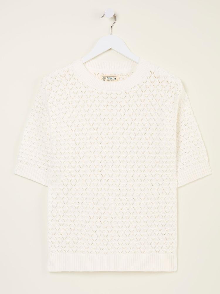 fat face Maysie White Knitted T-Shirt