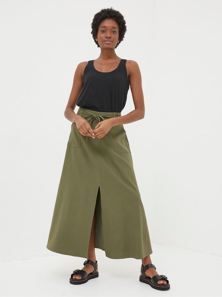 Fat Face Melanie Green Utility Midi Skirt