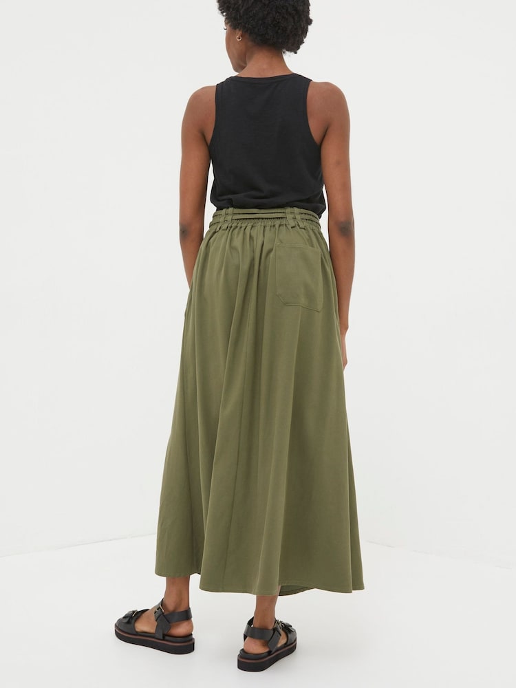 Fat Face Melanie Green Utility Midi Skirt