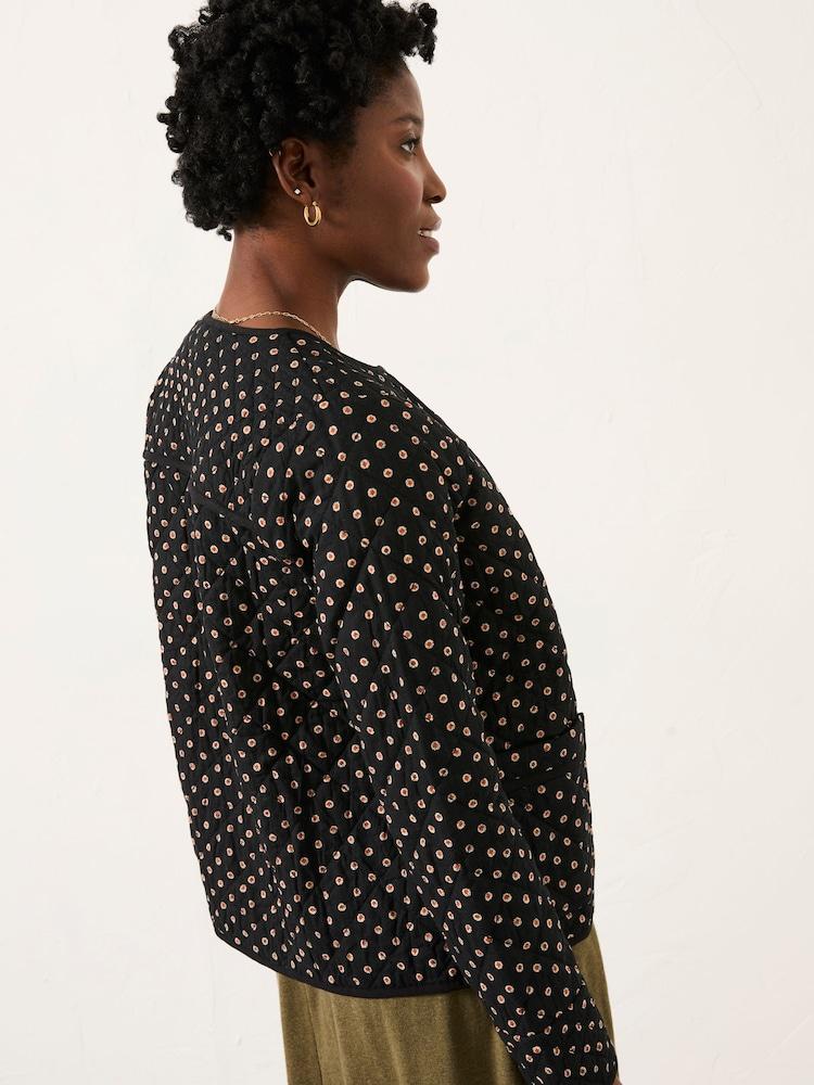 Fat Face Mia Black Geo Quilted Jacket