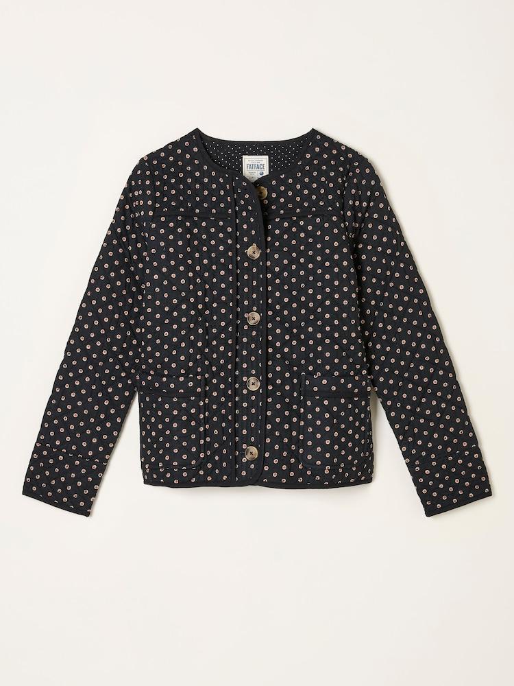 fat face Mia Black Geo Quilted Jacket